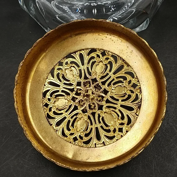 Vintage 1930's Heisey Glass Jeweled Ormolu Dresser Box
